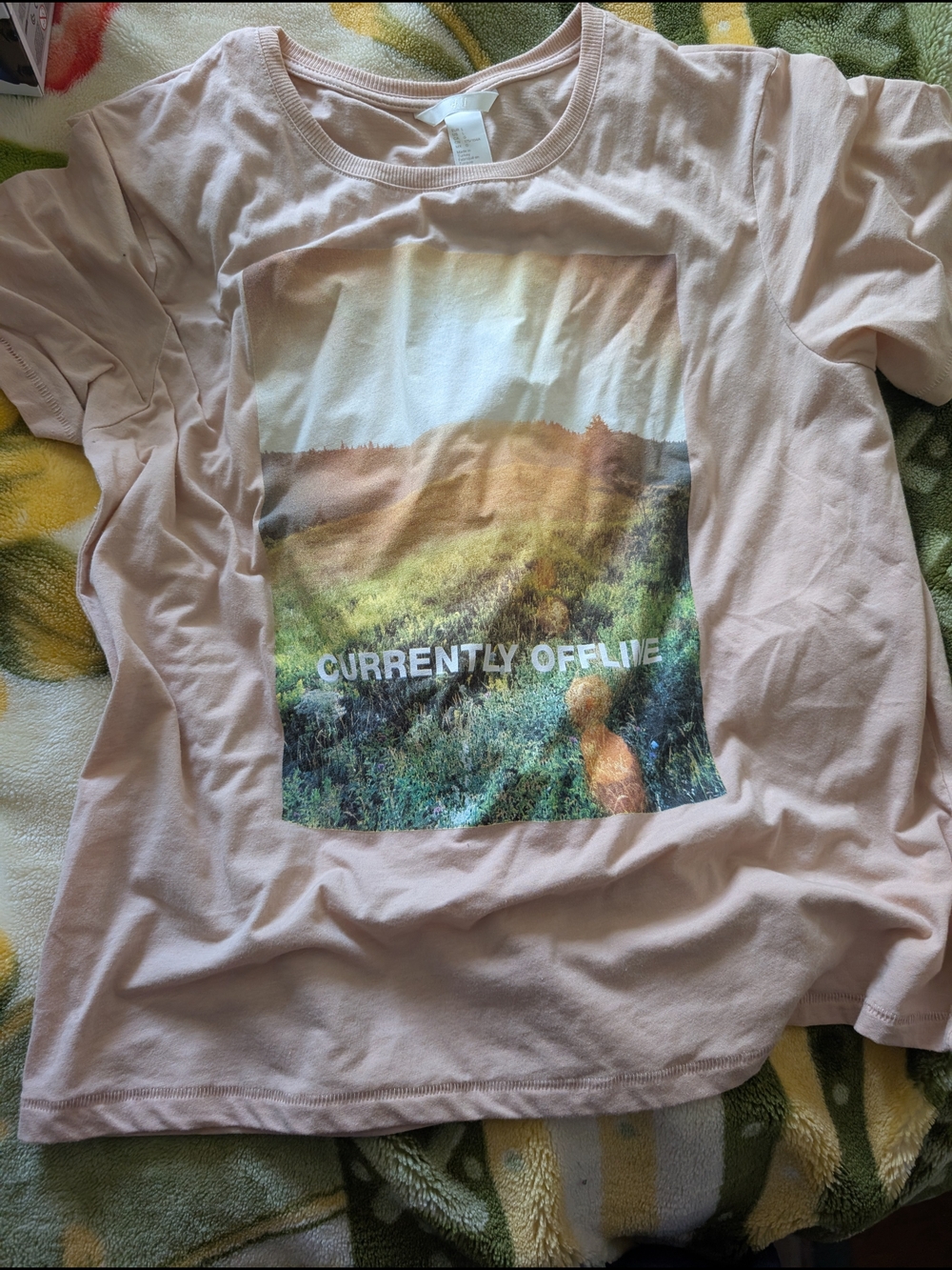 H&M Light Pink Graphic Short Sleeve Tee - "Currently Offline"